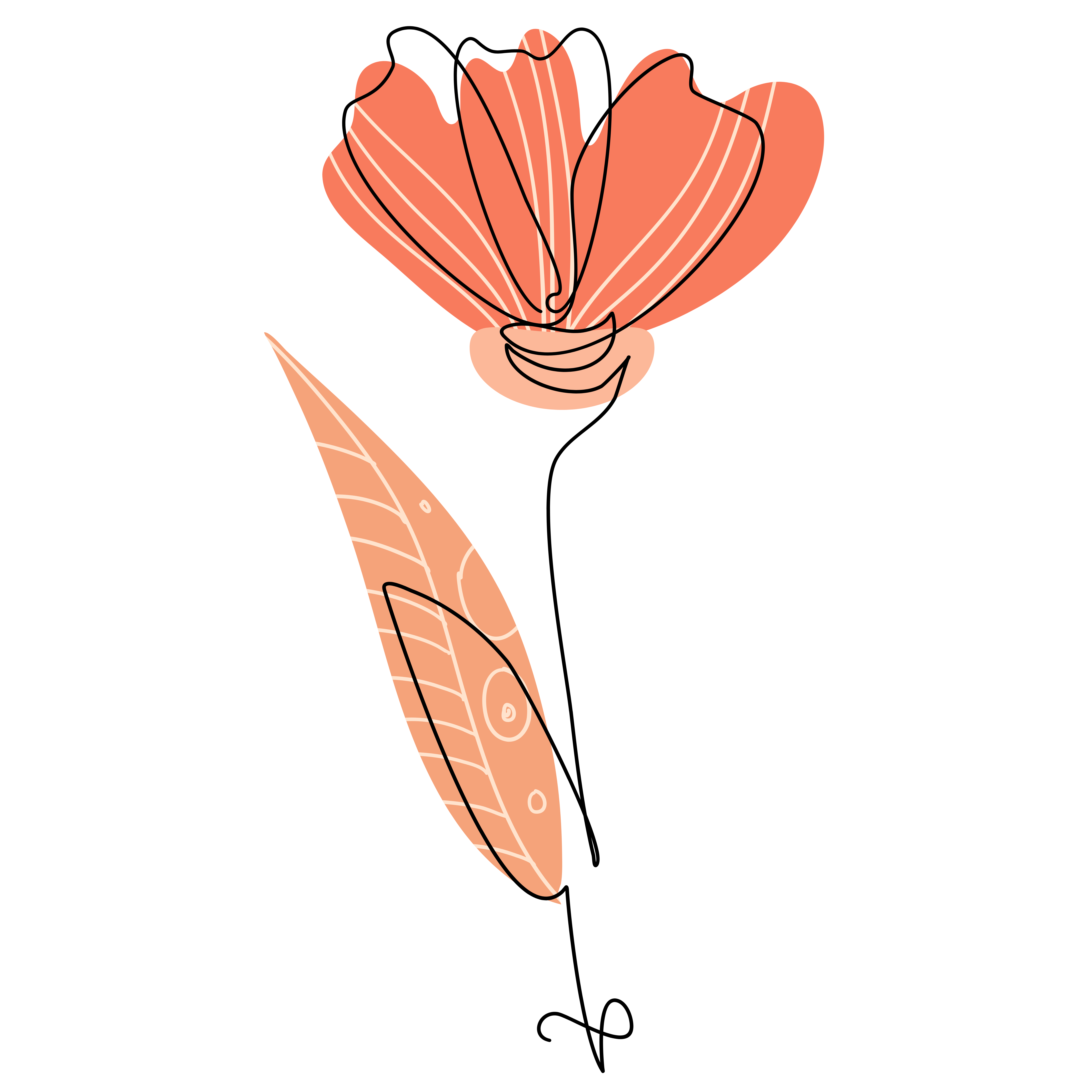 Bild von einer Blumen, Handgezeichnet in grün